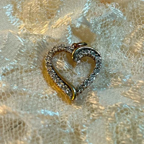 ❤️Rose gold heart pendant diamond vintage y2k sterling silver 14k rose gold - Picture 1 of 3